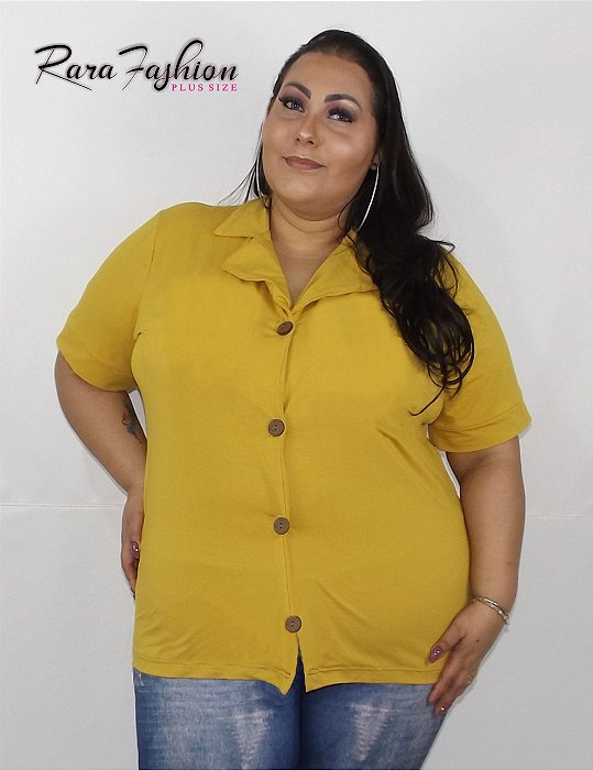 Camisa Manga Curta Com Botões Plus Size G3