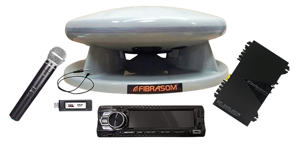 Kit PV 350 Caixa Propaganda Fibrasom+Microfone s/fio+ Rádio