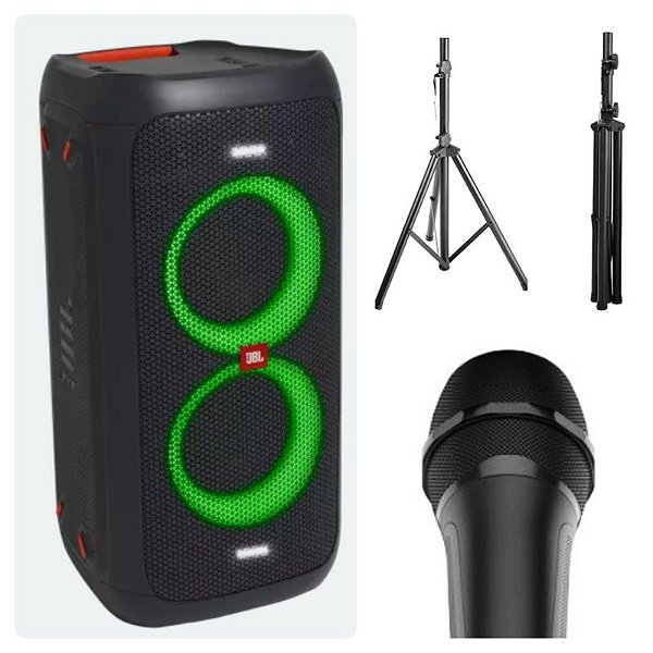 Caixa De Som JBL Party Box 100 Bluetooth + Tripé + Microfone