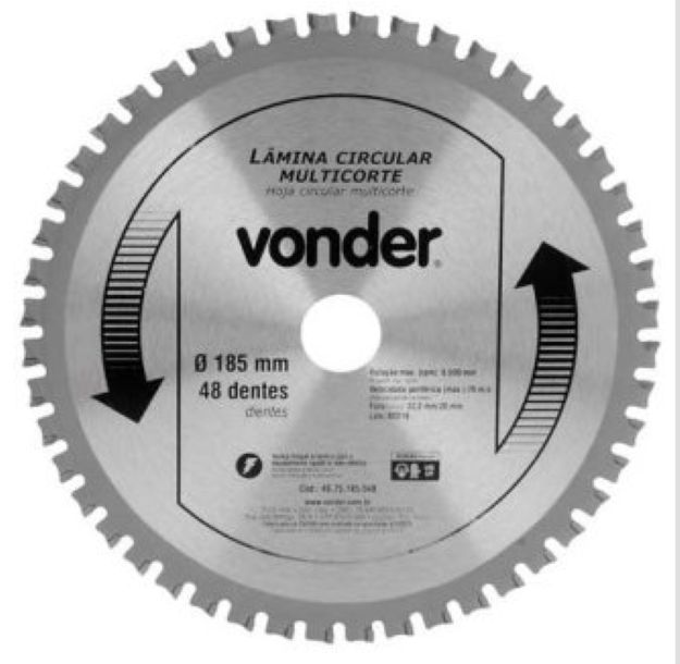Lamina Circular Multicorte Vonder 185x1.1x1.6x48 Dentes