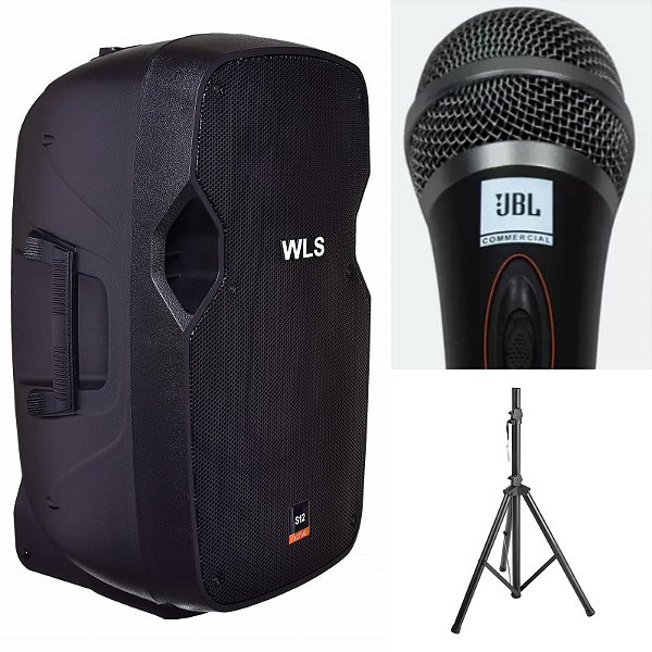 Caixa Acústica WLS S12 Ativa BT + Microfone JBL + Pedestal