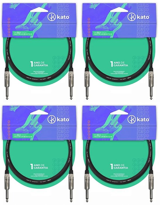 Cabo de Guitarra e Instrumentos Kato  P10 / P10 - 5m - 4 pçs