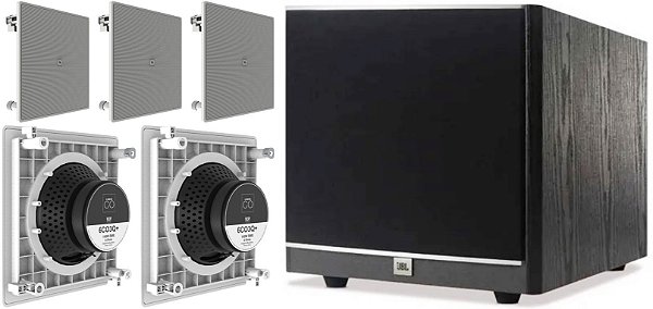 Kit Home 5.1 Caixa JBL 6CO3Q 140W + Subwoofer Stage A100P