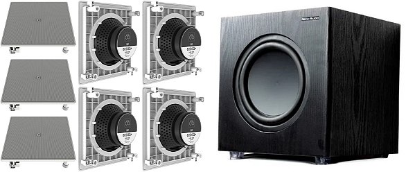 Kit Home 7.1 Caixa JBL 6CO3Q 140W + Subwoofer 200FD Preto