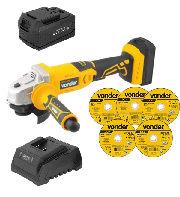 Esmerilhadeira IEV 1808 VONDER c/ 1 bat 4.0Ah DWT+ 5 Disc