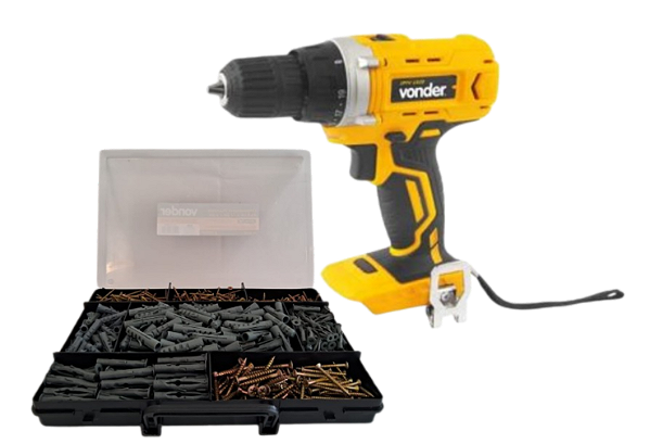 Parafusadeira furadeira s/bat IPFV 1820 VONDER + Kit 700 pçs