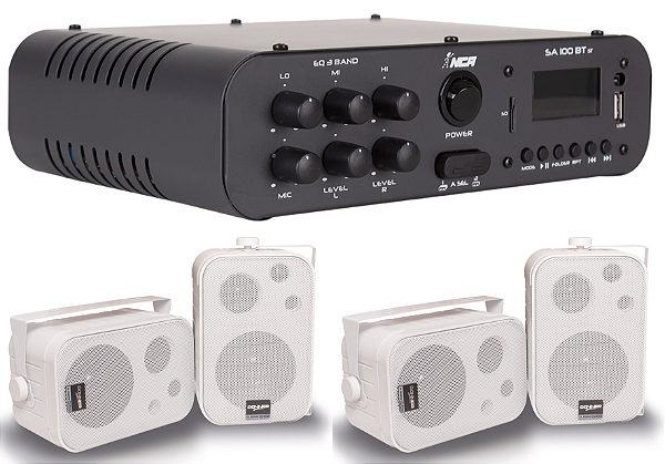Amplificador SA100BT ESTÉREO NCA ( Bluetooth ) + 2 Pares Caixa SP400 Branca