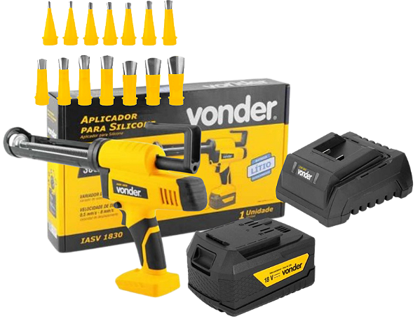 Aplicador silicone IASV 1830 com 1 Bat 2Ah VONDER + Bicos