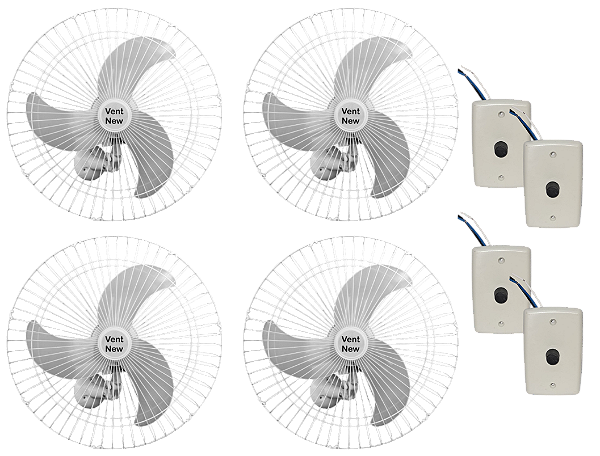 Ventilador de Parede Vent New 60cm Bivolt 200w Branco 4 unid