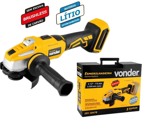 Esmerilhadeira 4.1/2" sem bateria Brushless IEV 1847B VONDER