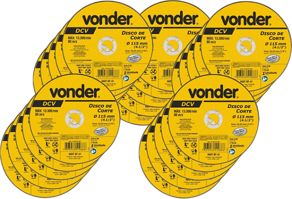 Disco de corte 115,0 mm x 1,0 x 22,23 mm DCV VONDER 25 PÇS
