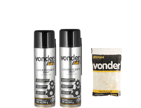 Lubrificante em spray 300 ml/200 g VONDER 2 unid + estopa
