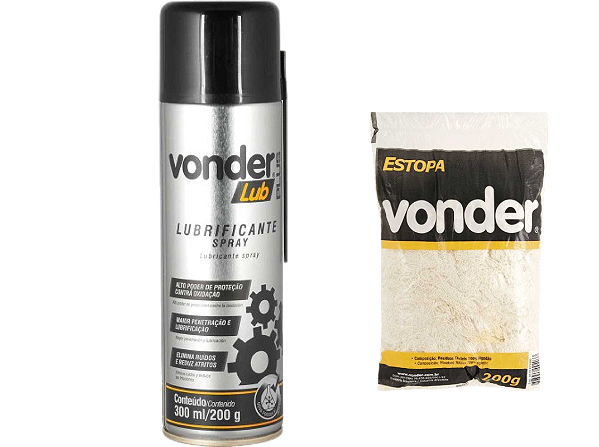 Lubrificante em spray 300 ml/200 g VONDER + estopa branca