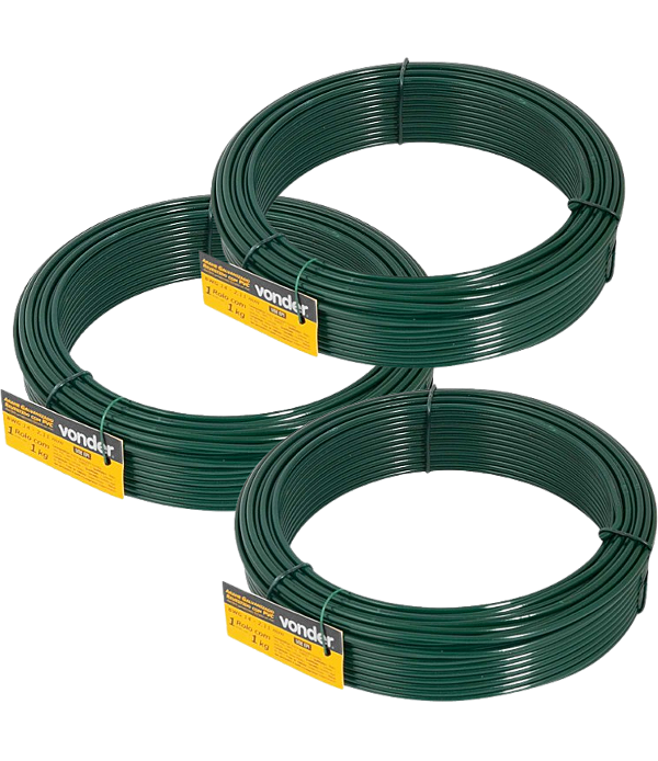 Arame revestido com PVC verde BWG 14 VONDER 3 kg