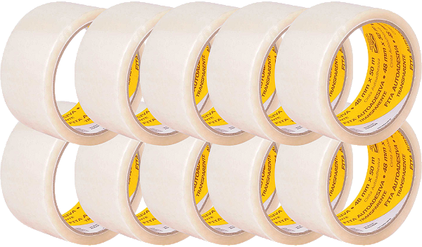 Fita adesiva 48 mm x 50 m, transparente, VONDER 10 unidades