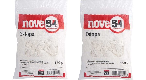 Estopa branca p/ polimento embalagem com 150g NOVE54 2 Unid