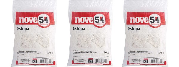 Estopa branca p/ polimento embalagem com 150g NOVE54 3 Unid