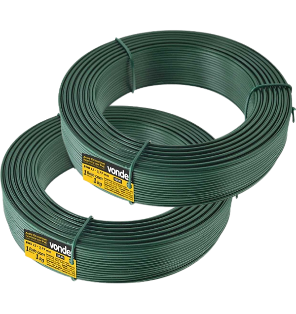 Arame revestido com PVC verde BWG 12 VONDER 2 kg