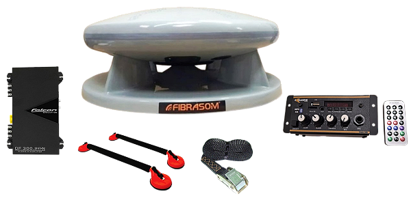 Kit PV 350 Caixa Propaganda Fibrasom Amp + Mixer + Rack