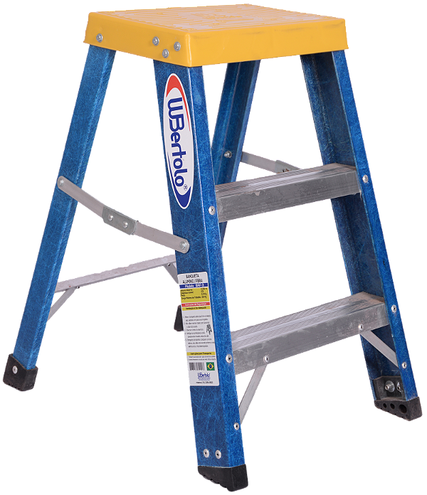 Escada Banqueta 2 Degraus BAFP Fibra /Alumínio 0,6m WBertolo