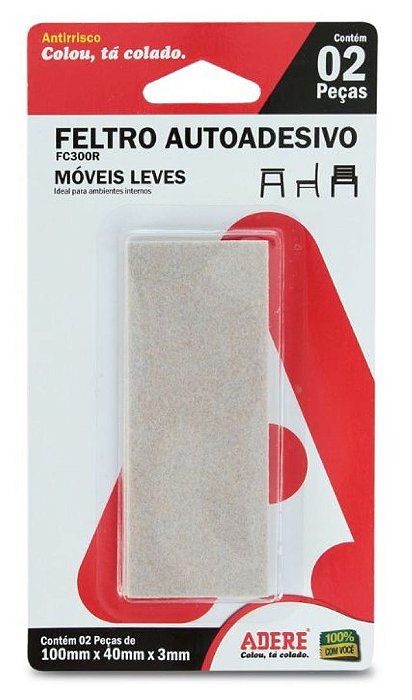 Feltro Protetor Antirrisco Adere FC300R 100X40 mm - 2 pçs