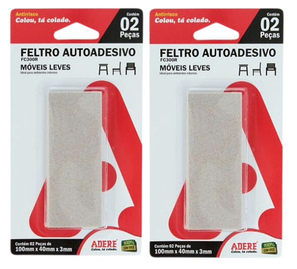 Feltro Protetor Antirrisco Adere FC300R 100X40 mm - 4 pçs