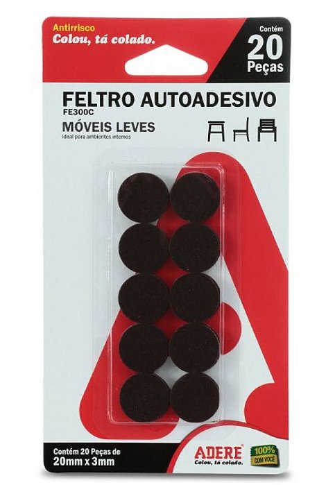 Feltro Protetor Antirrisco Adere FE300C 20x3mm - 20 peças
