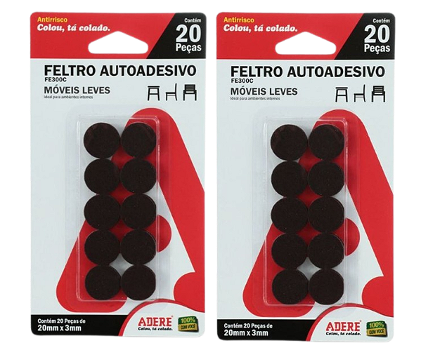 Feltro Protetor Antirrisco Adere FE300C 20x3mm - 40 peças