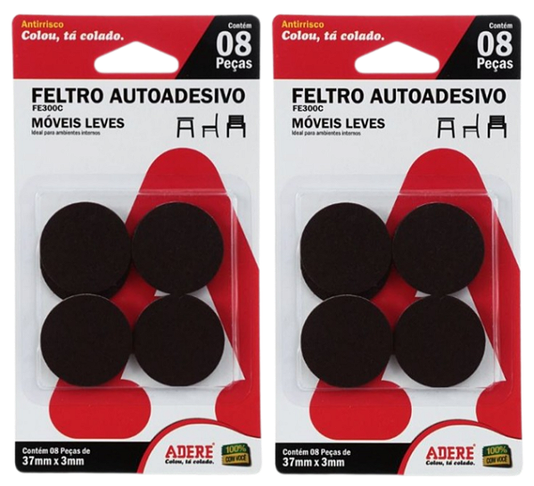 Feltro Protetor Antirrisco Adere FE300C 37x3mm - 16 peças