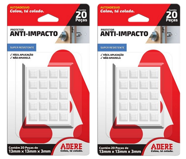 Protetor Anti-Impacto Adere 13 x 13 x 3 mm Quadrado 40 peças