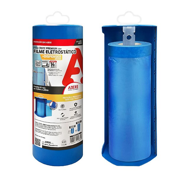 Filme Eletrostático c/ Dispenser e Fita + Refil 1,5 m x 20m