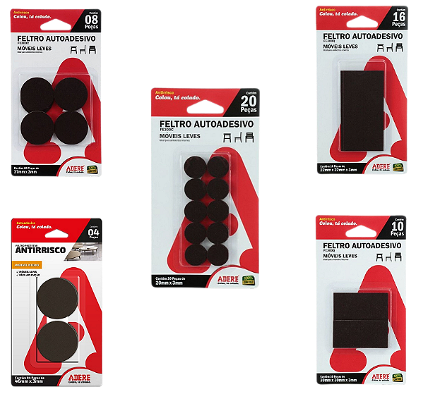 Feltro Protetor Antirrisco Adere Kit com 58 unidades