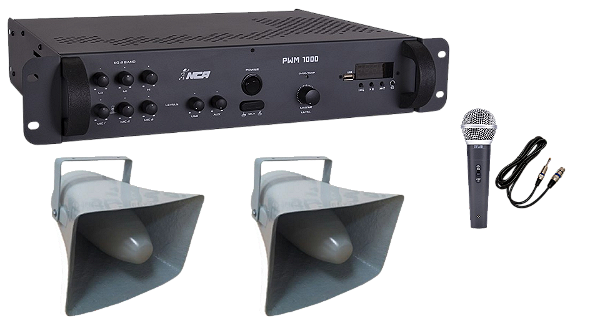 Corneta Balde Fibrasom G 085 Par + Amplificador BT + Mic