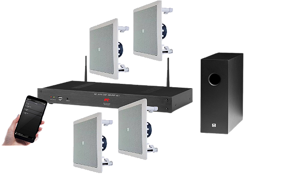 Amplificador AAT AC-1 G2 BT / Wifi - Kit Som 4 Cxs JBL + Sub