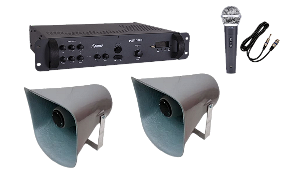 Corneta Balde Fibrasom G 088 Par + Amplificador BT + Mic