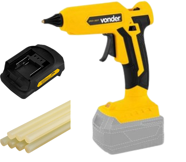 Pistola de cola + adaptador bat Makita LXT VONDER + bastões