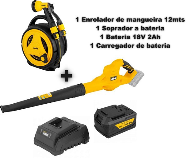 Soprador ISV1834 c/ Bateria 2Ah + Enrolador Mangueira VONDER