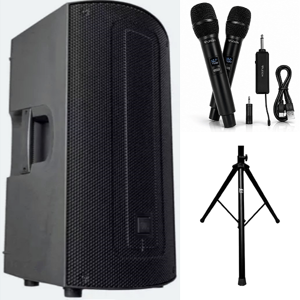Caixa de Som JBL Max 12 Ativa BT + Tripé 1.8m + 2 Mic S/ Fio