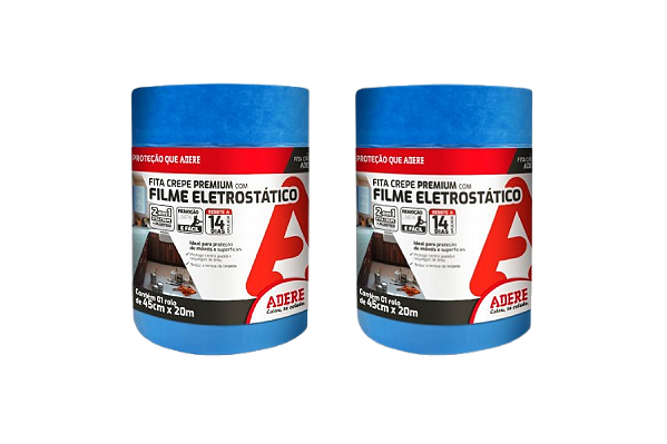 Filme Eletrostático c/ Fita Crepe Premium 45cmx20m Adere 2pç