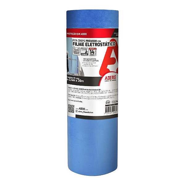 Filme Eletrostático c/ Fita Crepe Premium 2,4m X 20m Adere