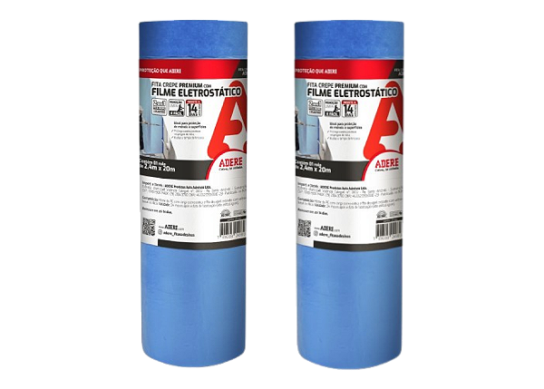Filme Eletrostático c/ Fita Crepe Premium 2,4mX20m Adere 2pç