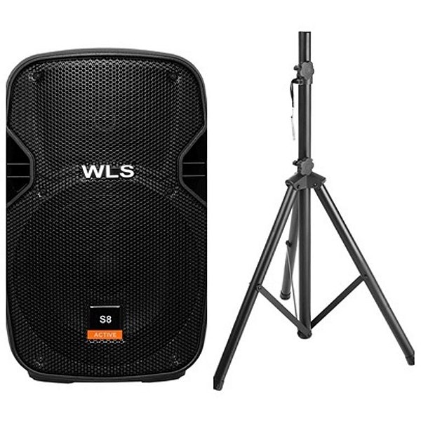 Caixa Acústica WLS S8 Ativa Bluetooth + Pedestal ST002 1,80m