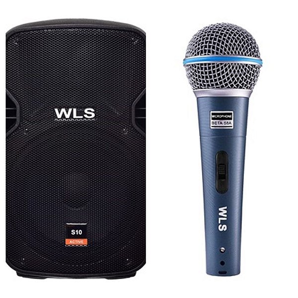 Caixa Acústica WLS S10  Ativa com Bluetooth + Microfone M58A