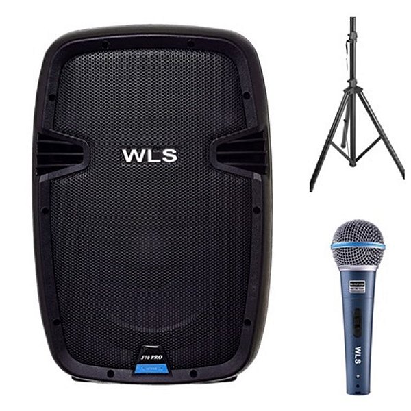 Caixa Acústica WLS  J10 PRO Ativa + Microfone + Pedestal