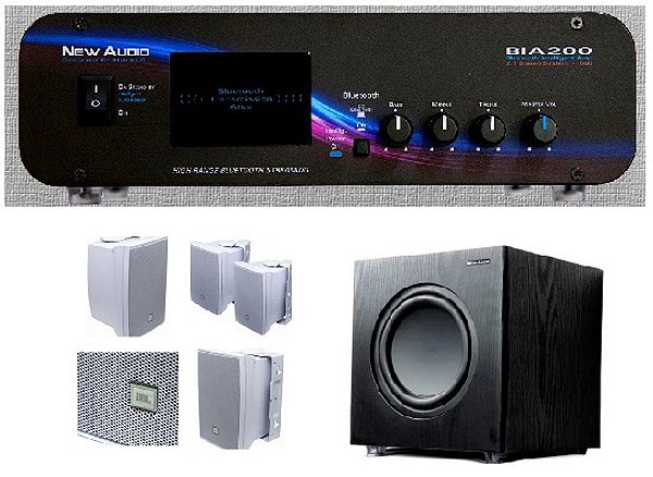 Amplificador New Áudio BIA 200 BT 2.1 ST+ Sub 200FD + 4 Cxs