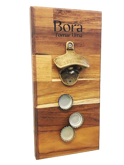 Abridor Magnético de Parede em Madeira Teca - Modelo AB004