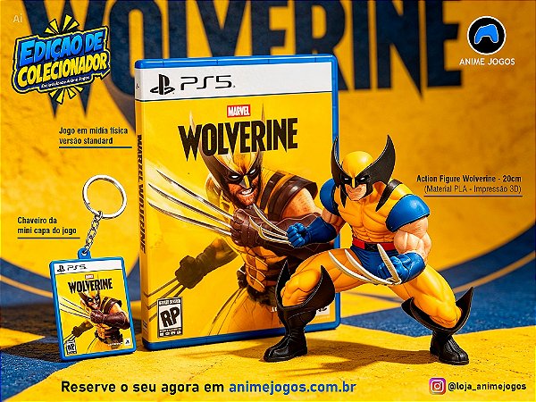 Wolverine - PS5 (Mídia Física) + Action Figure Wolverine (brinde chaveiro!)