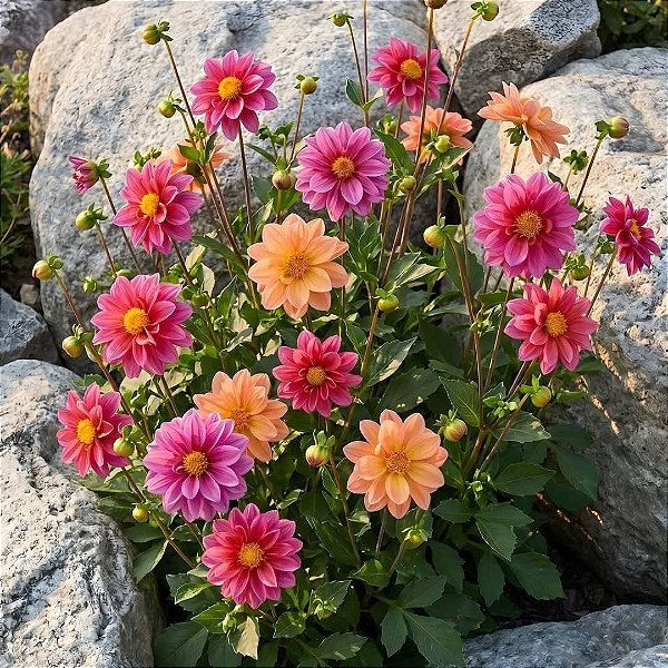 Dália Dobrada Anã Sortida (Dahlia pinnata) - 20 sementes