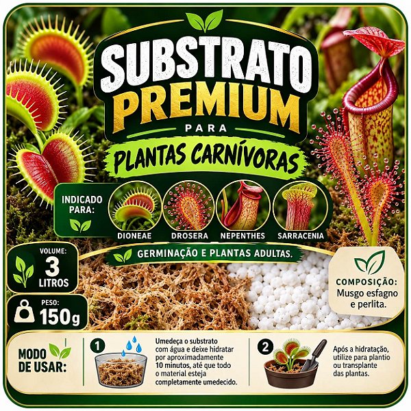 Substrato para Plantas Carnívoras – 3 Litros | 150 g