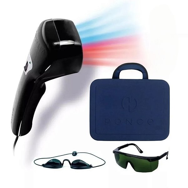 APARELHO PARA FOTOTERAPIA VITALITY AZUL COM VERMELHO - APARELHO: PRETO, MALETA: AZUL MARINHO